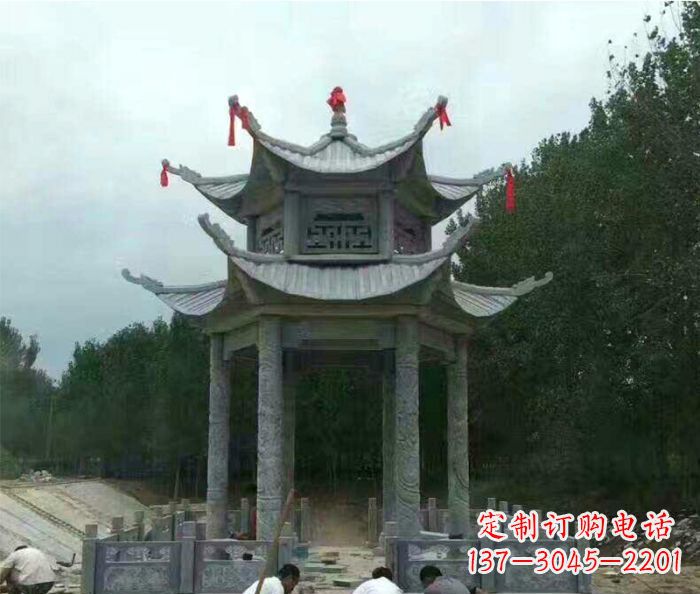 桂林园林双层凉亭石雕 (3)
