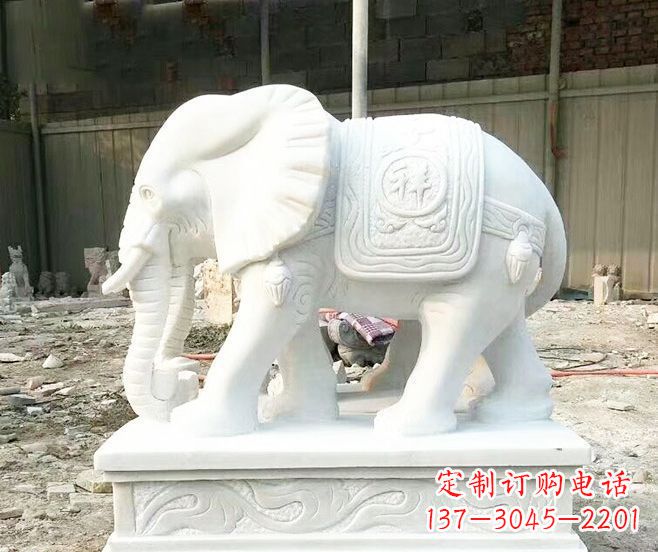 桂林招财动物汉白玉大象石雕 (3)
