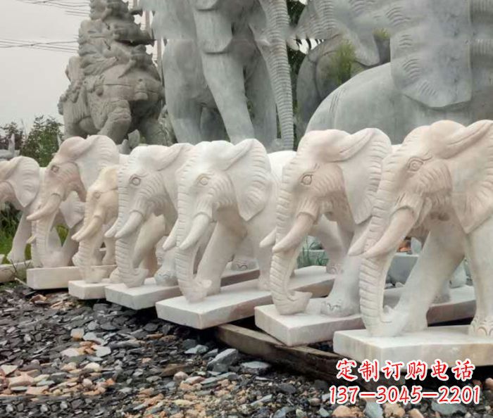桂林招财晚霞红大象石雕 (3)