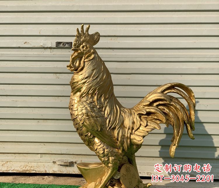 桂林招财元宝公鸡铜雕