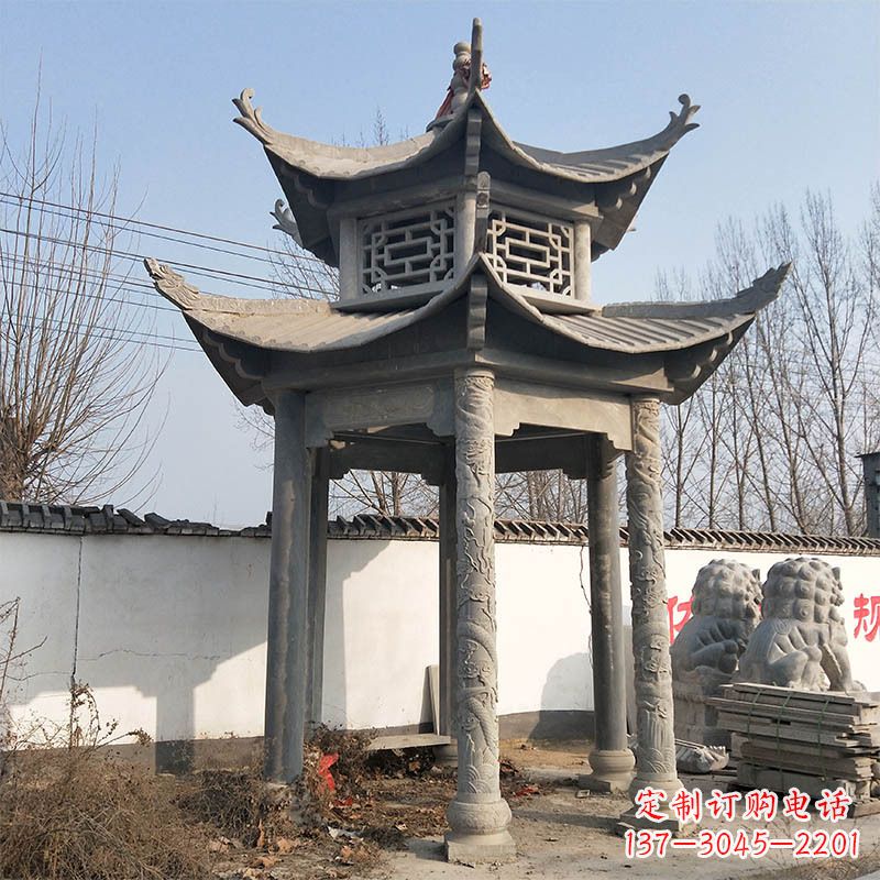 桂林中式双层石雕凉亭