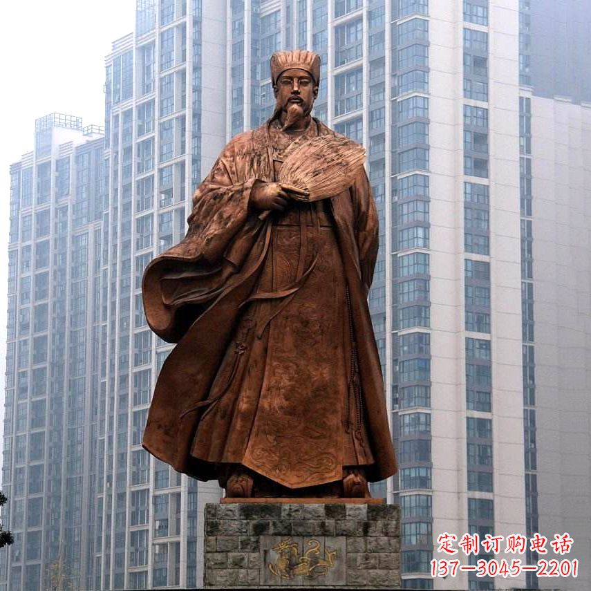 桂林诸葛亮城市景观铜雕像-中国古代著名人物三国谋士卧龙先生雕塑